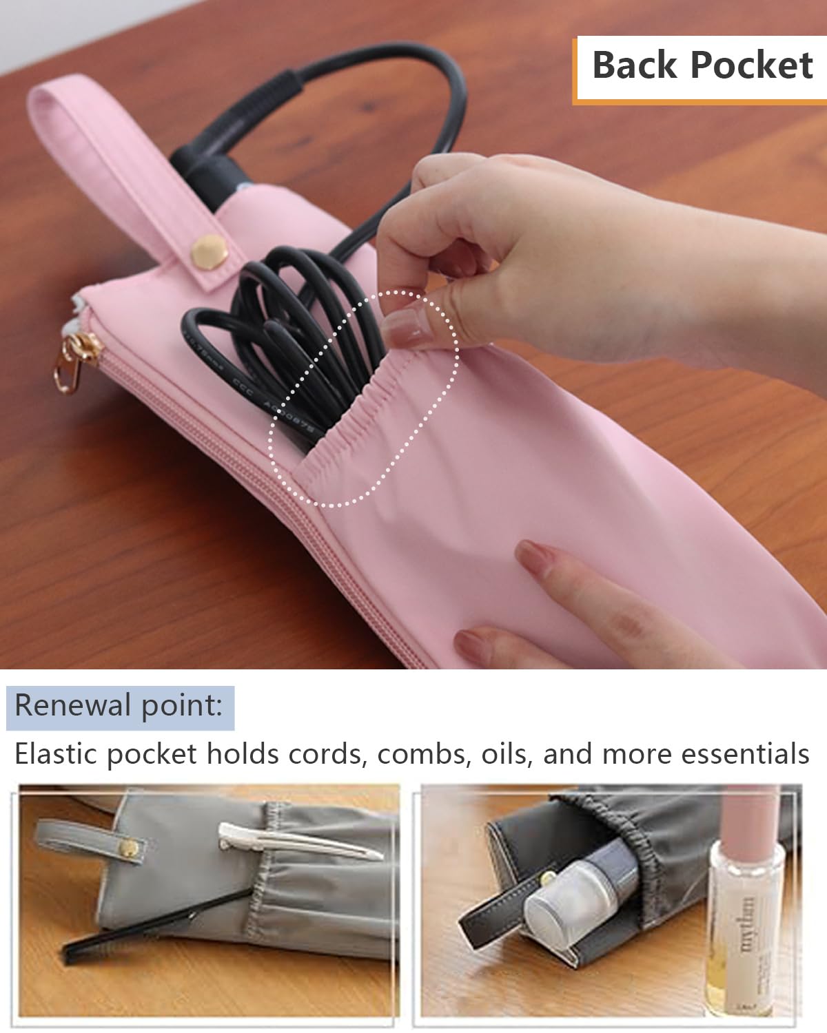 Lifeplus Holder & Mat for Hot Tools, Curling Iron Flat Iron Heat Resistant Hair Tools Travel Bag - Ideal for Home, Travel, Gift (Pink 2 pack)