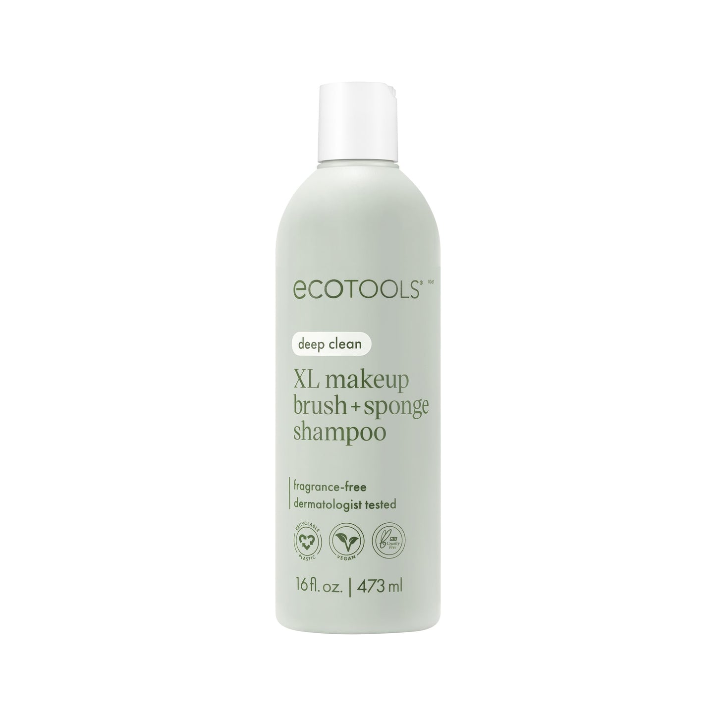 EcoTools XL Makeup Brush + Sponge Shampoo, Remove Makeup & Impurities From Tools, Sponges, & Puffs, Fragrance-Free Brush Cleanser, No Harsh Chemicals, Vegan, & Cruelty-Free, 16 fl. oz./473 ml Bottle