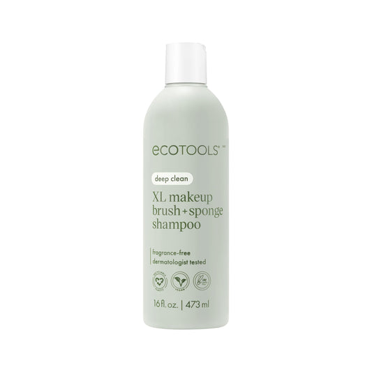 EcoTools XL Makeup Brush + Sponge Shampoo, Remove Makeup & Impurities From Tools, Sponges, & Puffs, Fragrance-Free Brush Cleanser, No Harsh Chemicals, Vegan, & Cruelty-Free, 16 fl. oz./473 ml Bottle
