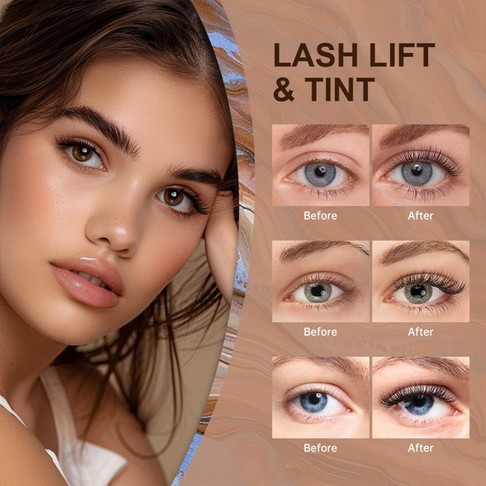 Lash Lift Kit with Black Color, Eyelash Perm Kit, Quick Curling Perming with Complete Tools, Lash Lift Kit, DIY at Home, Long Lasting for 4-6 Weeks