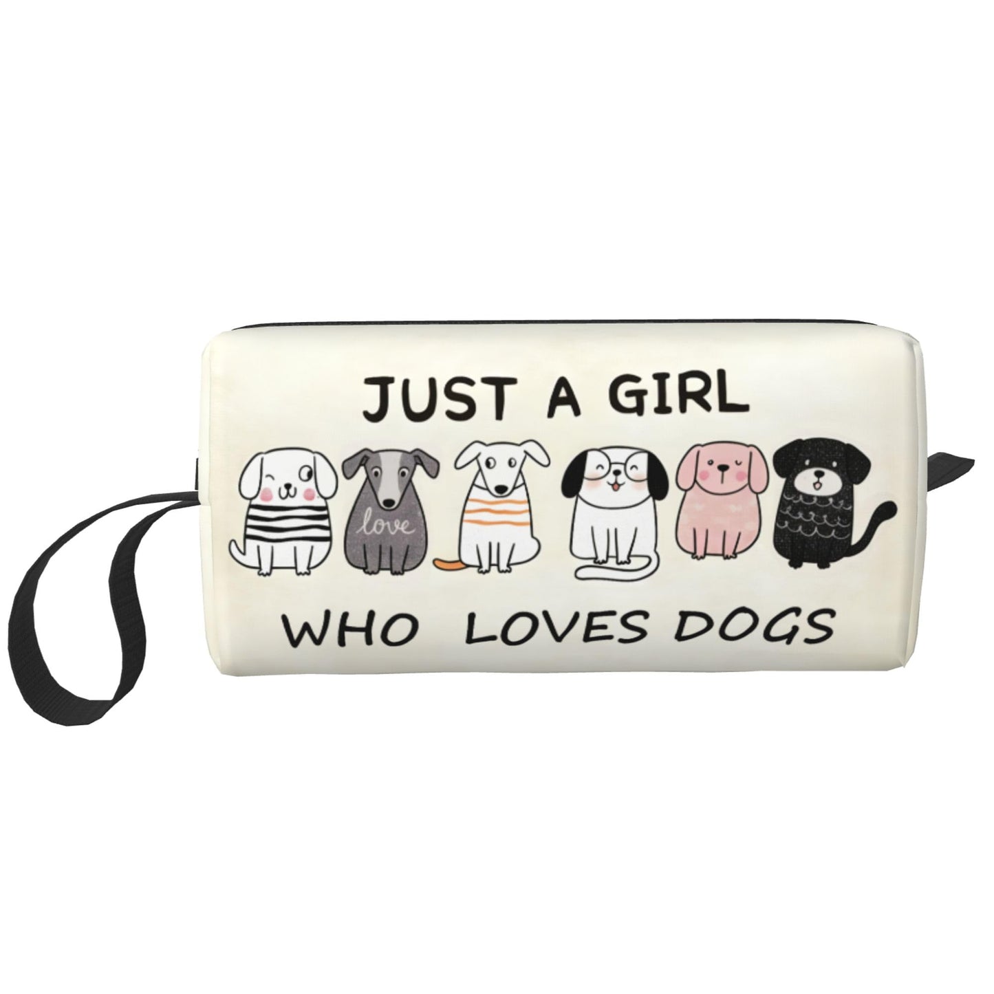 OLUSENMO Cute Dog Lover Girl Makeup Bag for Women - Durable 600D Oxford Fabric Cosmetic Organizer,Compact Travel Pouch with Handle for Gym & Daily Use
