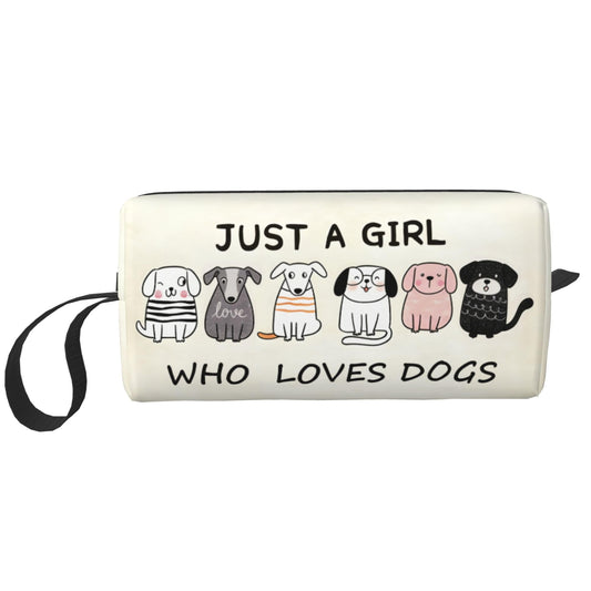 OLUSENMO Cute Dog Lover Girl Makeup Bag for Women - Durable 600D Oxford Fabric Cosmetic Organizer,Compact Travel Pouch with Handle for Gym & Daily Use