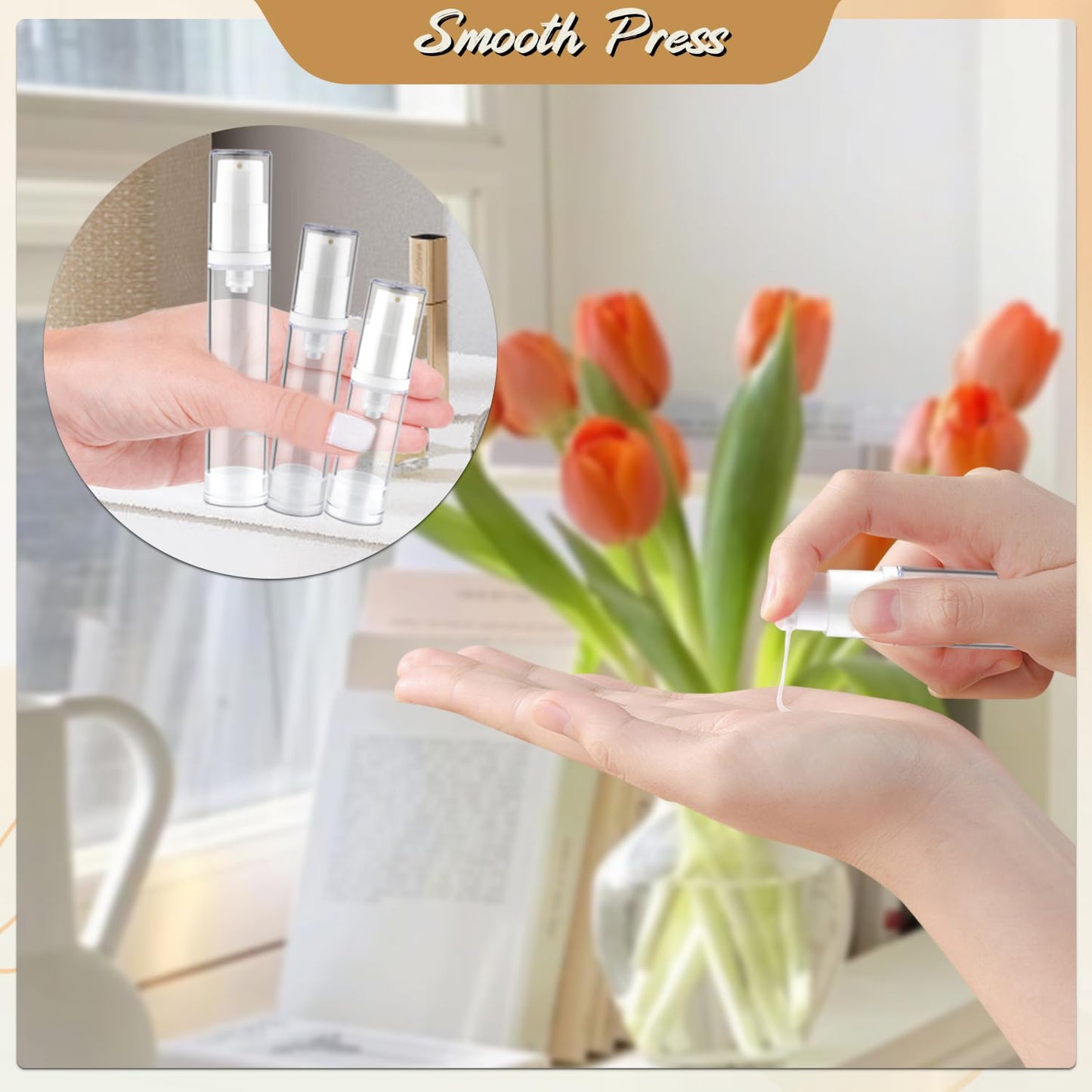 DynnnDy 30Pcs 5ml Clear Vacuum Lotion Pump Bottles without Straw Empty Refillable Airless Cream Jars Mini Cosmetic Containers for Essense Foundation Gel Moisturiser,2 Pipettes,1 Funnel