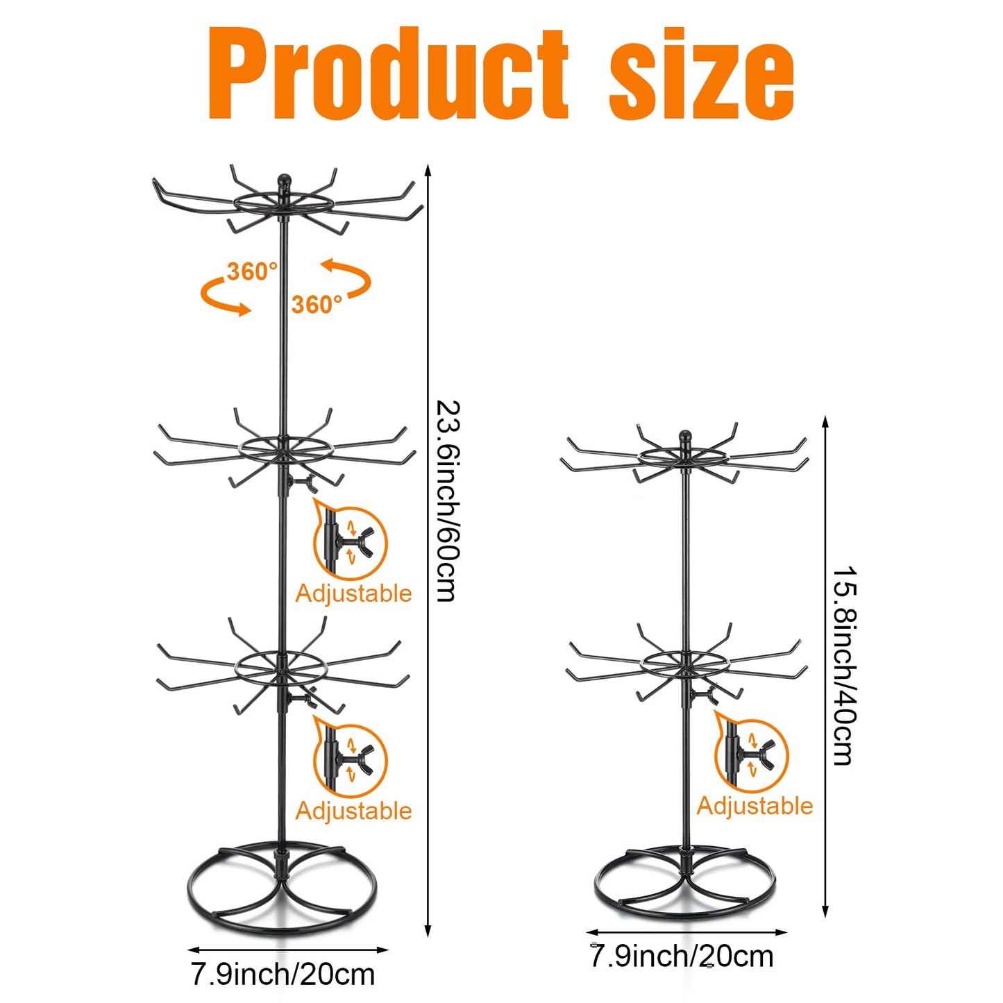 Tandefio 2 Pcs Rotating Display Stands 2 Tier and 3 Tier Metal Retail Rack Spinning Holder for Jewelry Bracelet Earring Keychain Display Vendor Events Supplies