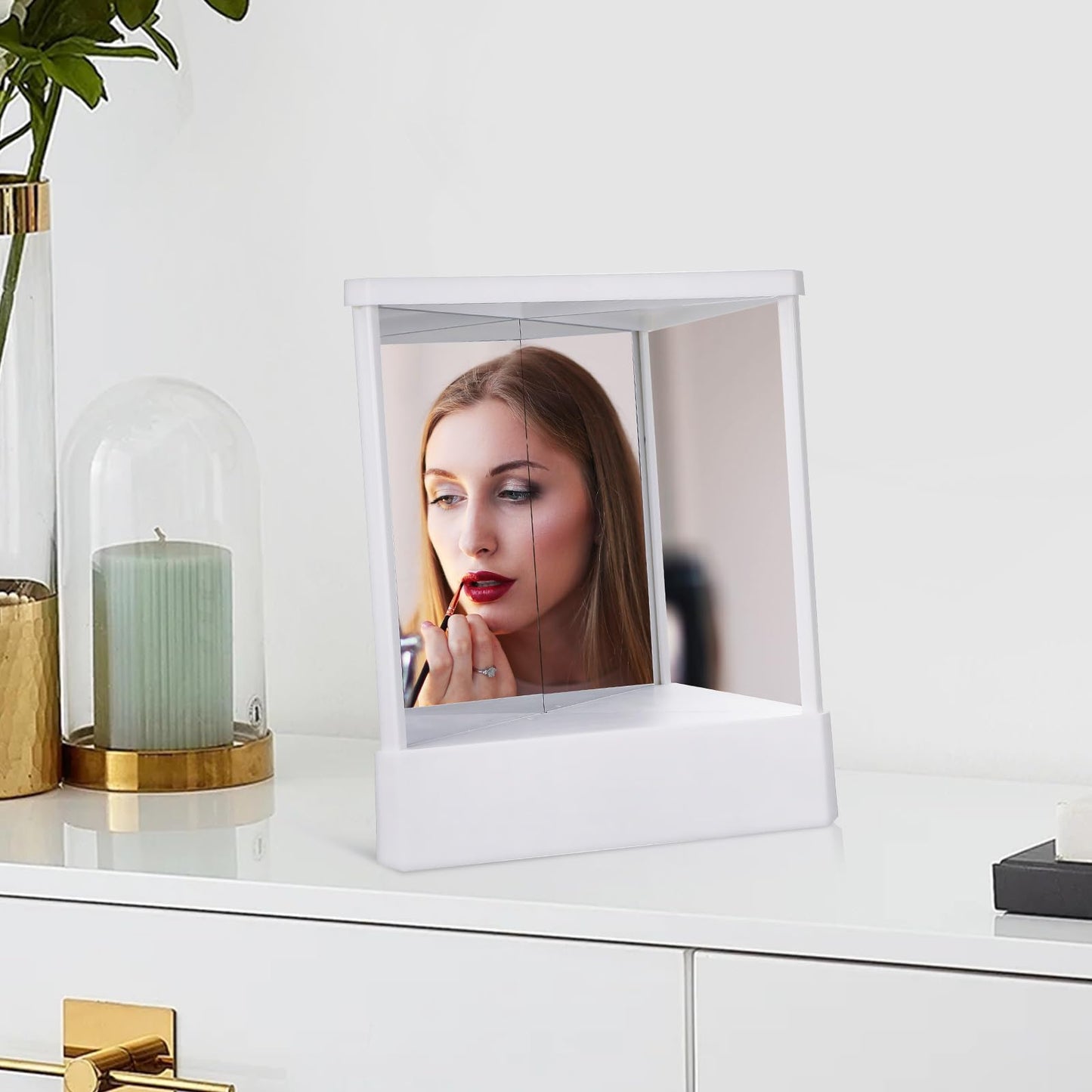 FRCOLOR Reverse Makeup Mirror 9.05X7.48 Inch Non Reversing Vanity Mirror True Image Reflection Desktop Standing for Home and Travel