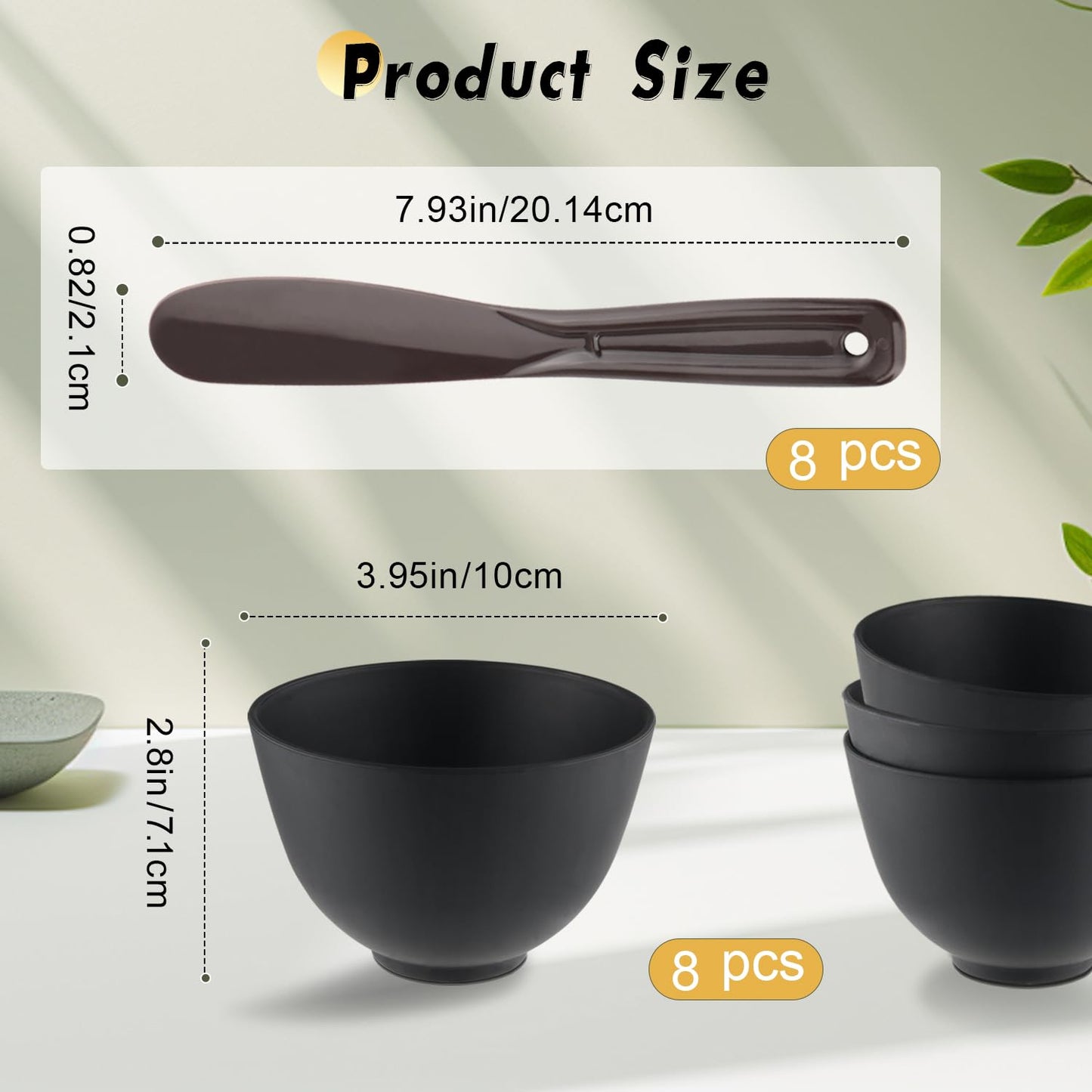 BOSMIOW 8Pcs Black Facial Mask Mixing Bowl with 8Pcs Spatulas,Silicone Mud Mask DIY Containers,Skincare Products Makeup Kit,Cosmetic Beauty Tool for Home Use,Salon,SPA,Microwavable