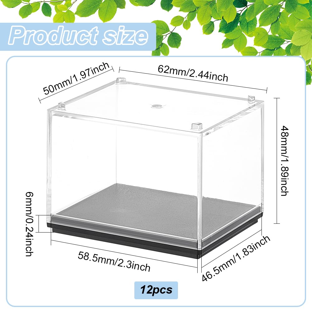 FINGERINSPIRE 12 PCS Minifigures Display Case, 2.4 x 2 x 1.9 Inch Clear Acrylic Box with Black Base, Stackable Storage for Action Figures Perfect for Collectibles & Gifts