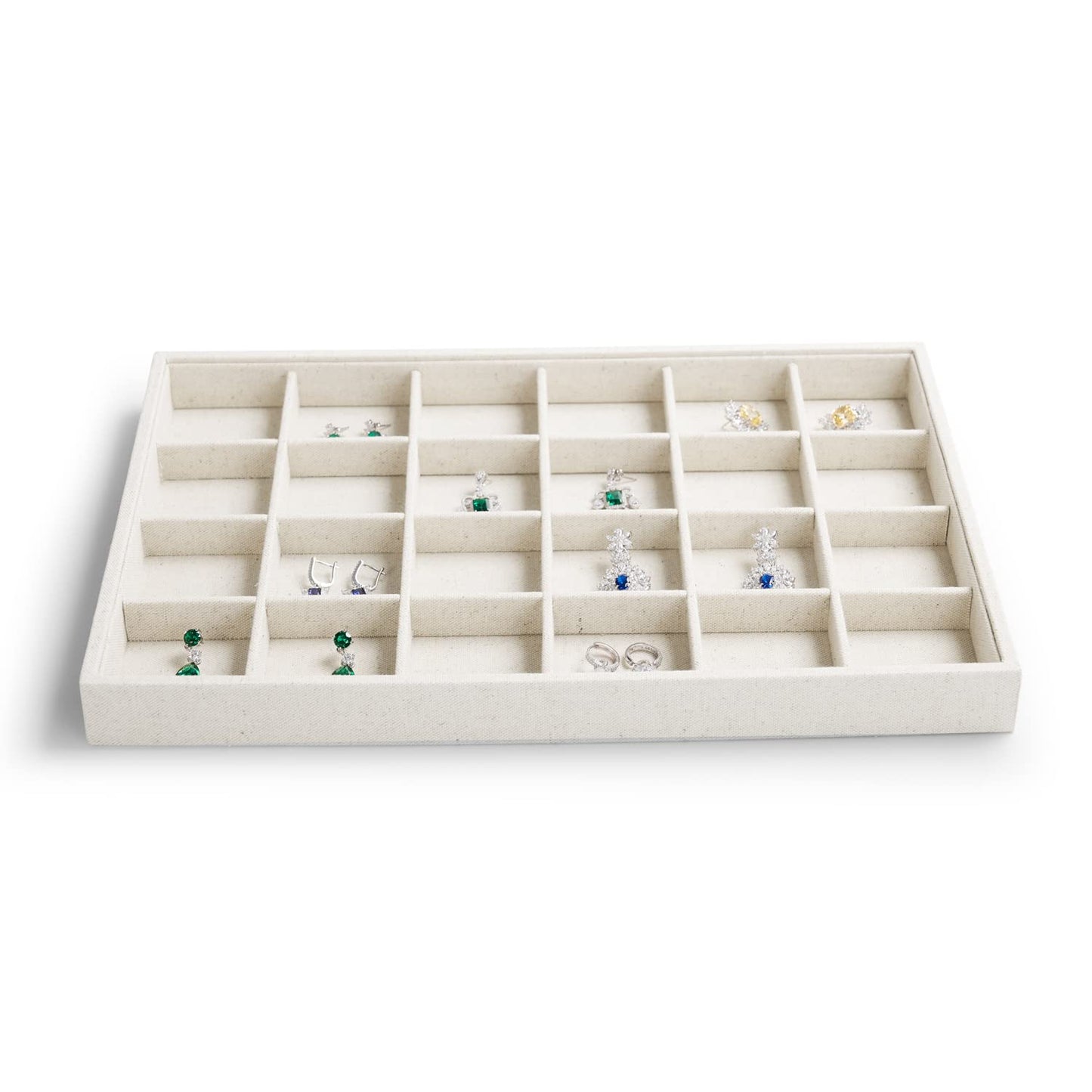 Oirlv Stackable 12 Girds Jewelry Trays Jewelry Storage Tray Showcase Display Organizer(13.8" X 1.4"X 9.4")