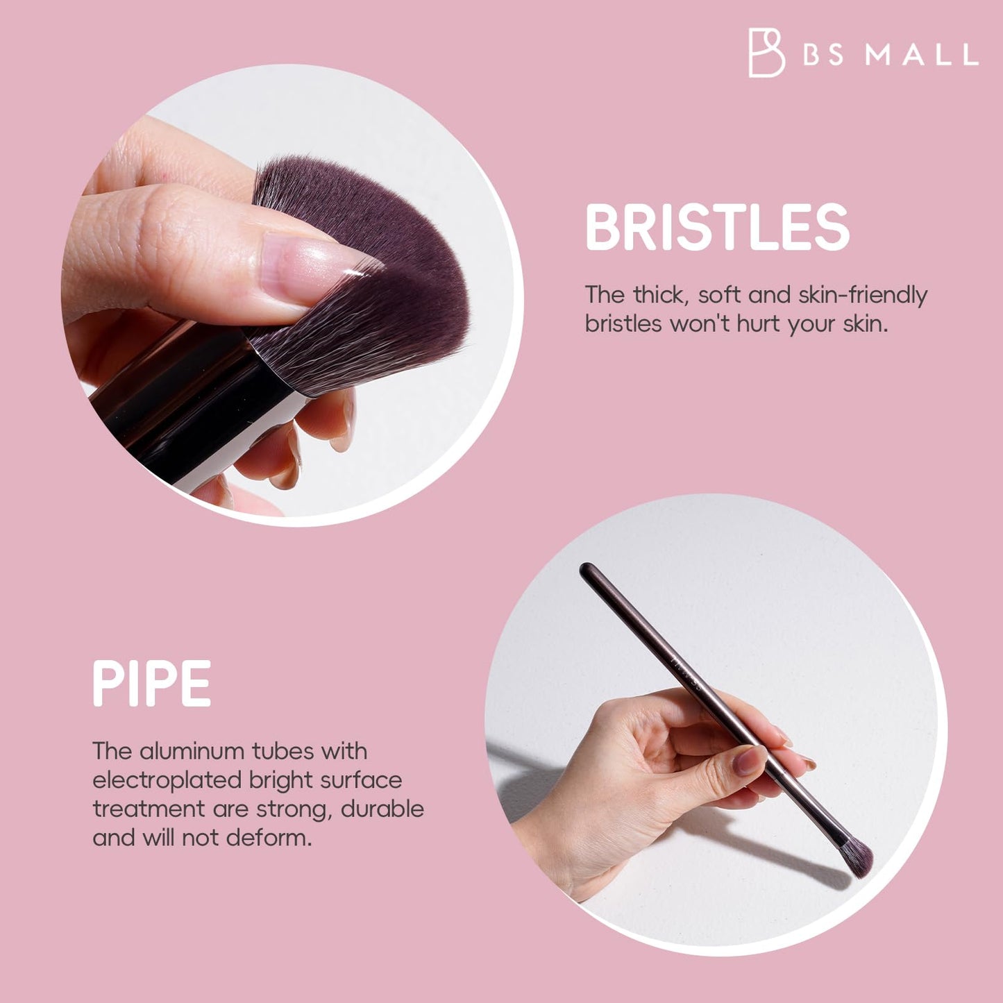 BS-MALL 14 Pcs Professional Makeup Brushes Set with Travel-friendly Case - Perfect for Eyeshadow Brush & Foundation Brush for Liquid Makeup - Gift for Daily Use & Multi Purpose Application