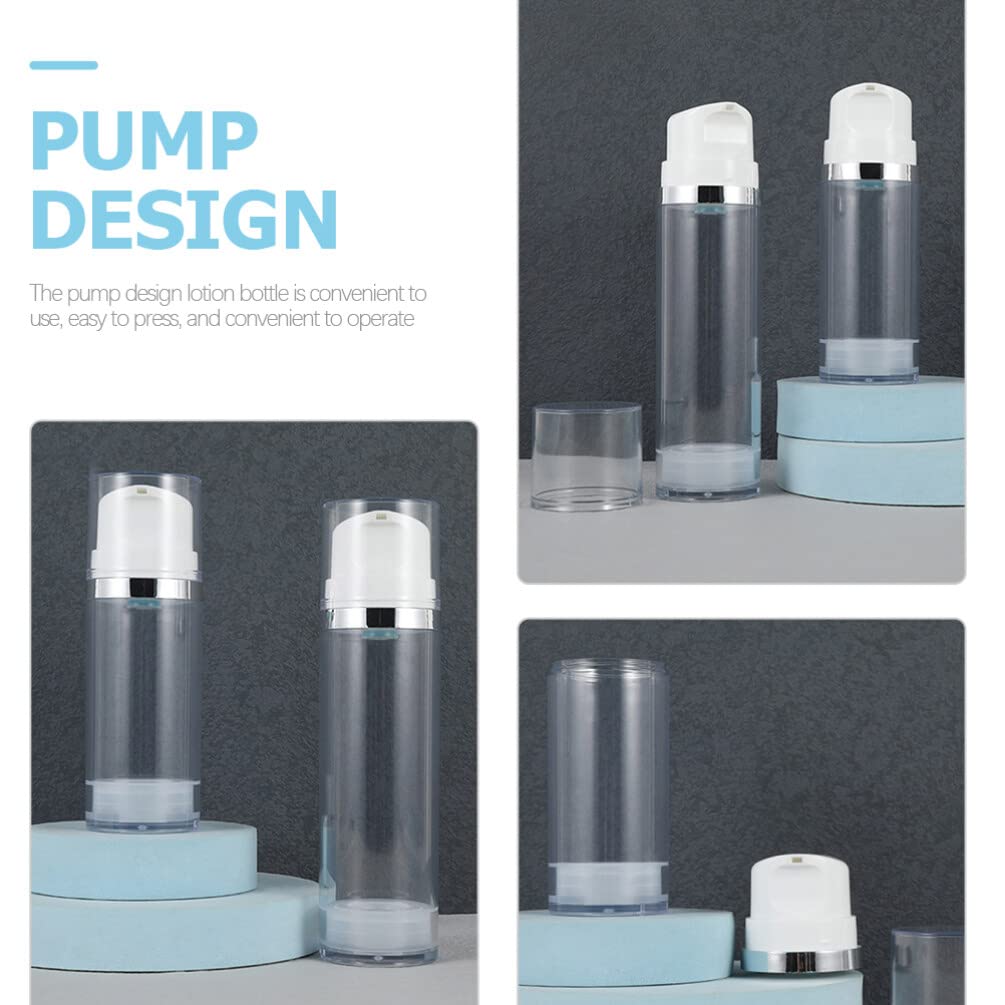 Set of 2 Travel Airless Pump Bottles Wide Mouth for Creams and Lotions