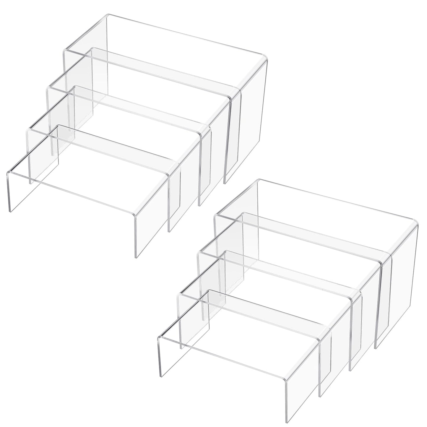 Chuangdi 20 Pcs Acrylic Display Risers, Clear Plastic Product Stand, Food Display Riser for Table Party Jewelry Shelf Decor for Figure Dessert Cupcake Candy Action Showcase(Clear,Super Large Set)