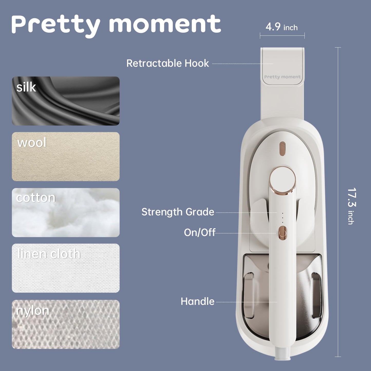 Steamer for Clothes, 1500W Large Soleplate Clothes Steamer Iron, Detachable 400ml Water Tank Garment Steamer Professional Steam Iron, 20s Rapid Heat Up Fabric Wrinkles Remover and Auto-Off