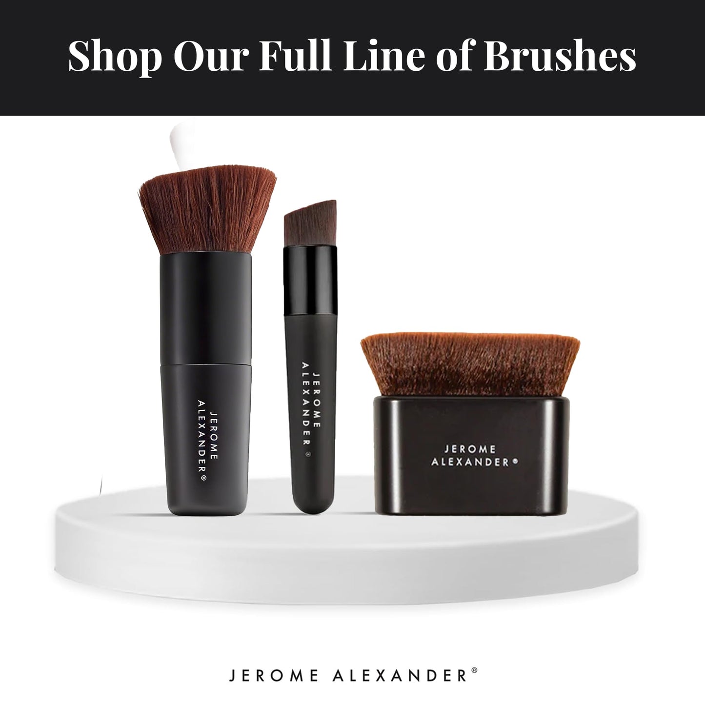 Jerome Alexander Angled Kabuki Foundation Brush (Black) - Flat Top Buffer Brush for Seamless Blending of Liquid, Cream & Powder Makeup - Buildable Coverage Without Caking - Pro Vegan Bristles