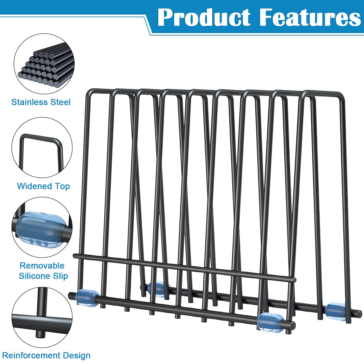 Reusable Storage Bags Rack, Stainless Stand for Reusable Storage Bags, Drying Rack Holder for Reusable Bags, Books, Makeup Brush (Black)
