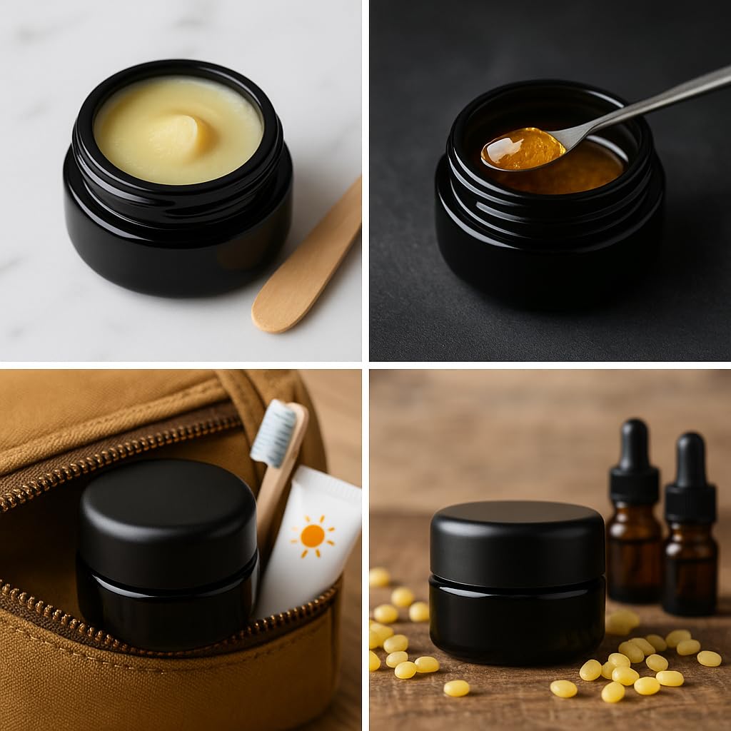 80pcs 5ml UV Resistant Round Bottom Jar Set with Child-Resistant Black Lids - Ideal for Lip Balm, Wax, Creams, Cosmetics, Craft Storage