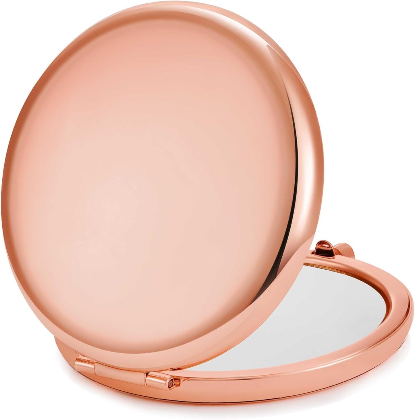 QUSTGO Compact Mirror, Pocket Travel Makeup Mirror for Purse, Metal Round Shell, 2-Sided 1X/2X Magnifying, Portable, Folding, Handheld, Rose Gold, 18 Pack