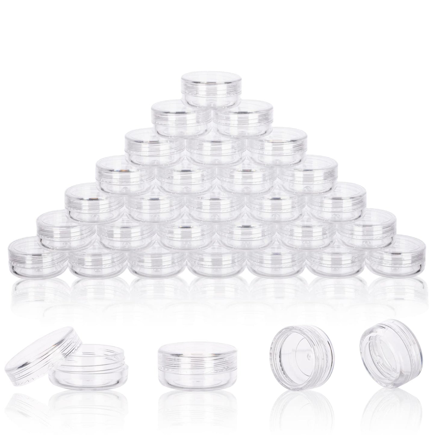 3 Gram Sample Containers with Lids, 100 Count Tiny Sample Jars, Empty Lip Balm Containers, Mini Cosmetic Container with Lids, Makeup Travel Container with Labels, Mini Disposable Spatulas