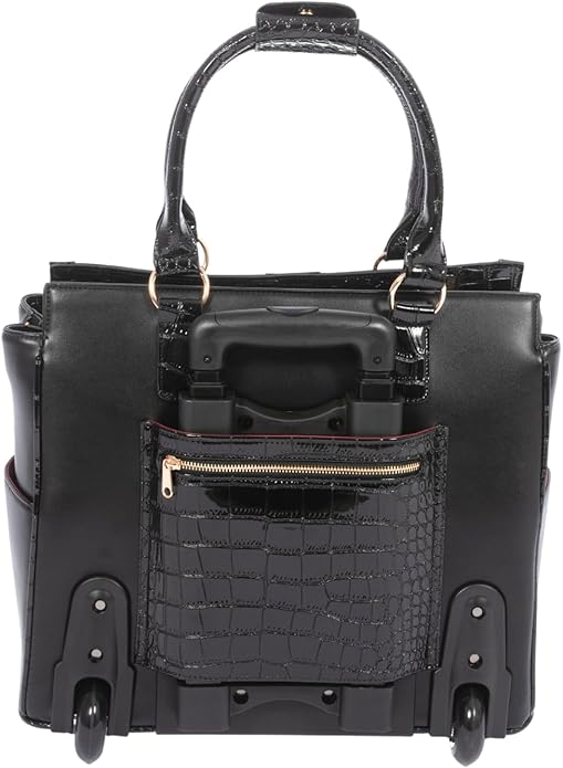 JKM and Company Alligator Compatible With Computer iPad, Laptop Tablet Rolling Tote Bag Briefcase Carryall Bag