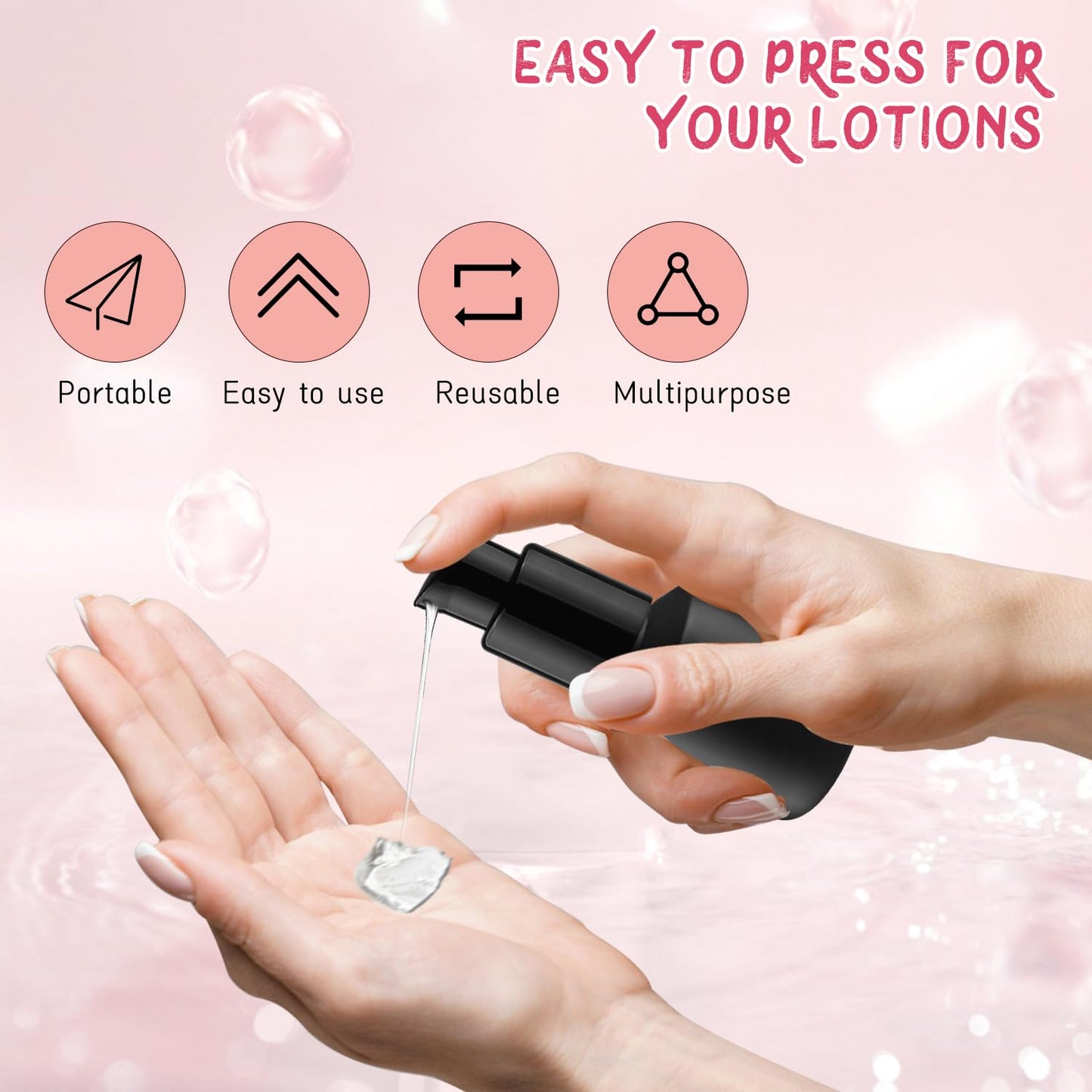Wresty 6 Pcs Empty Glass Pump Bottles Refillable Cream Lotion Bottles Travel Sample Bottle Cosmetic Dispenser Bottle Containers For Lotion Cream Emulsion Essence (Black, 15ml/0.5oz)