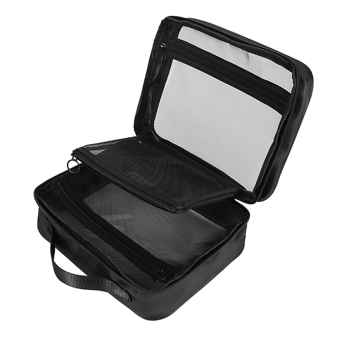 UEOE TSA Approved Toiletry Bag, Clear Makeup Bags with Multi Layer Mesh Pockets, Portable Large Capacity PVC Cosmetic Bags with Zipper for Travel Essentials