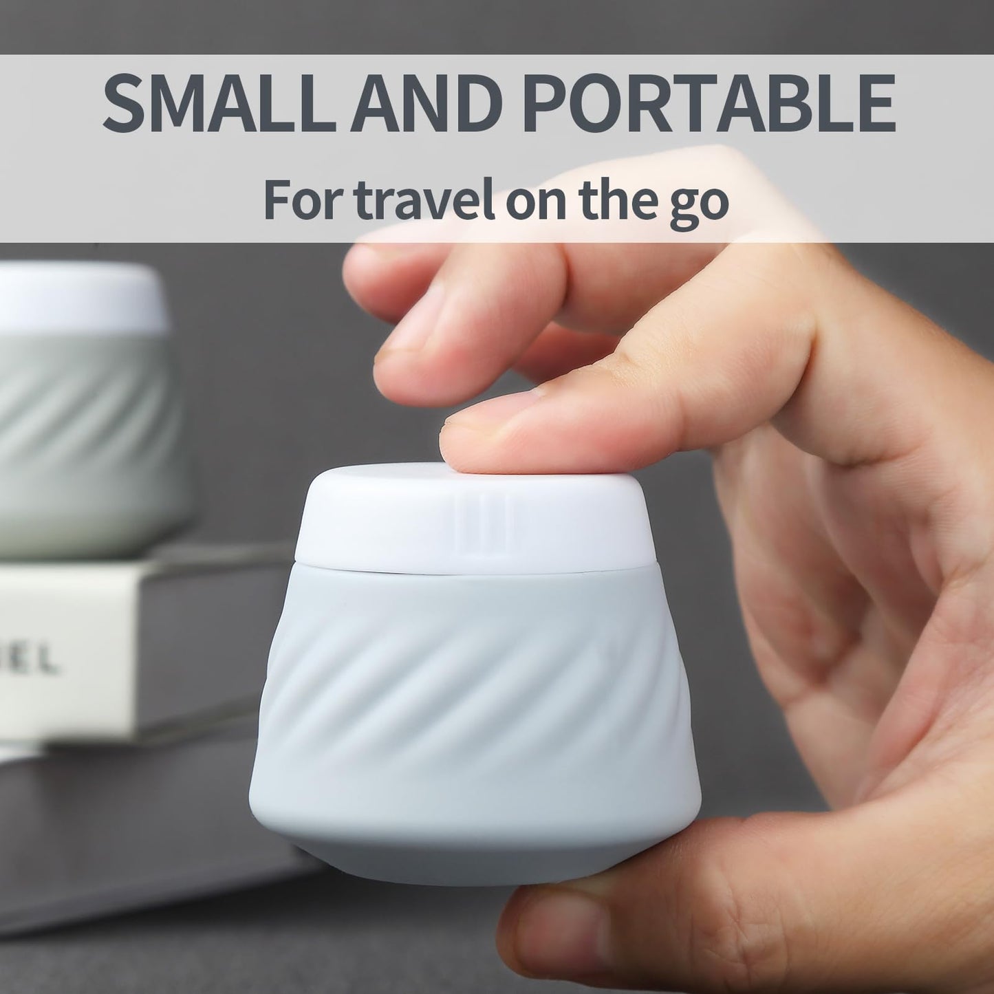 Gemice TSA Approved Travel Containers for Toiletries, 4 Pack Silicone Cream Jars with Convenient Toiletry Bag, Leak-proof Wide Mouth Travel-Size Toiletries Containers with Lid for Cosmetic Cream