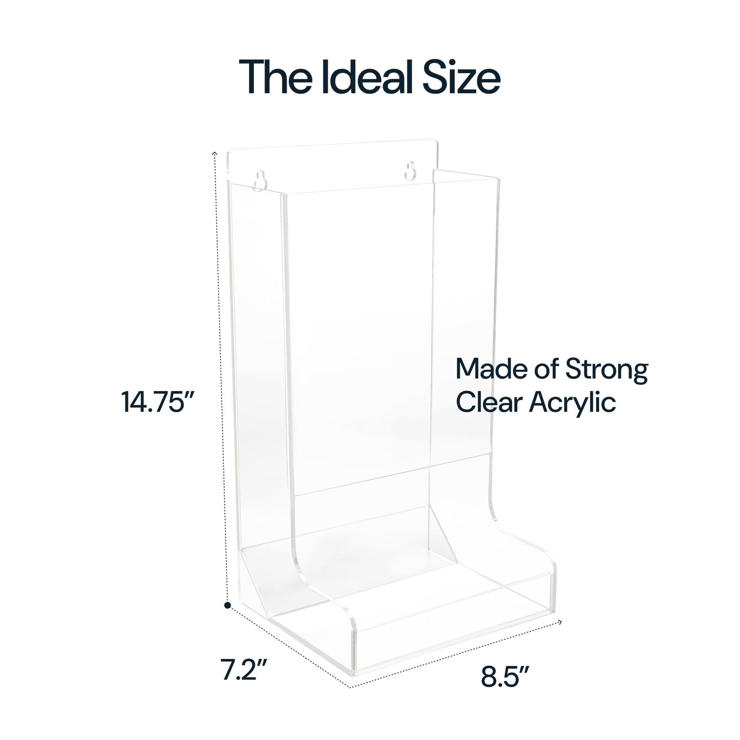 SimplyImagine Safety Glasses Holder Wall Mount Dispenser Bin - Clear Acrylic Top-Loading Organizer - Tabletop & Wall-Mounted Safety Glasses Dispenser - Slanted Tray for Industrial, Lab, Dental Use