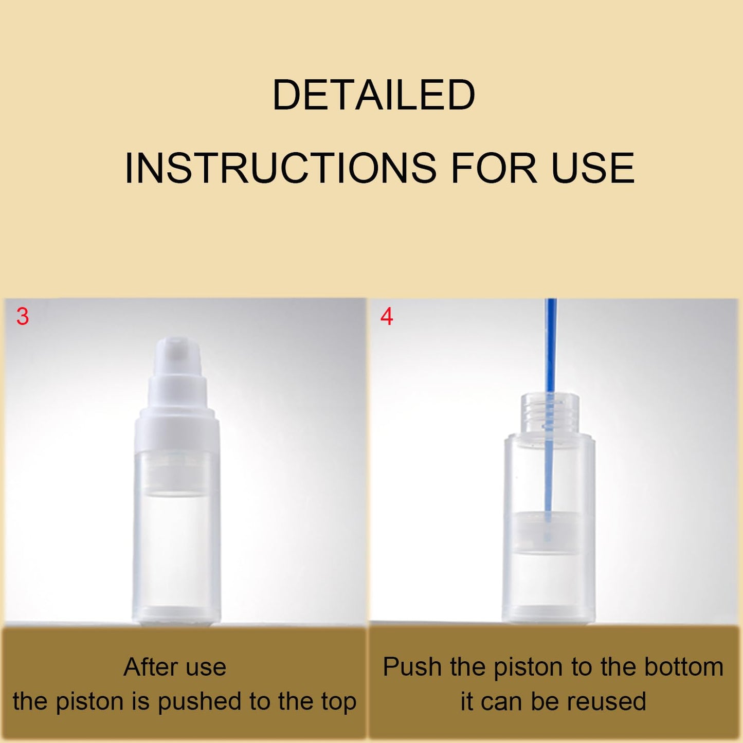 XQNCBY 50ml airless Pump Bottles Travel,Travel Toiletry containers,Lotion Dispenser with Pump,Small Pump Bottle (semi-Transparent, PP-50ml)