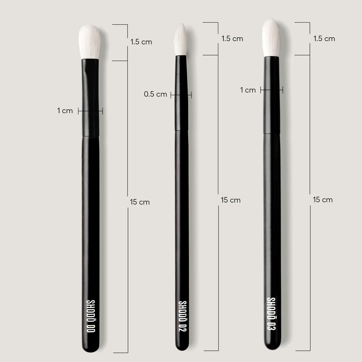rephr Shodo Eye Set – 3 Handmade Japanese Makeup Brushes (Shodō 00, 02, 03) | Natural Goat Hair Bristles for Lid, Crease & Detail | Handade in Kumano, Japan