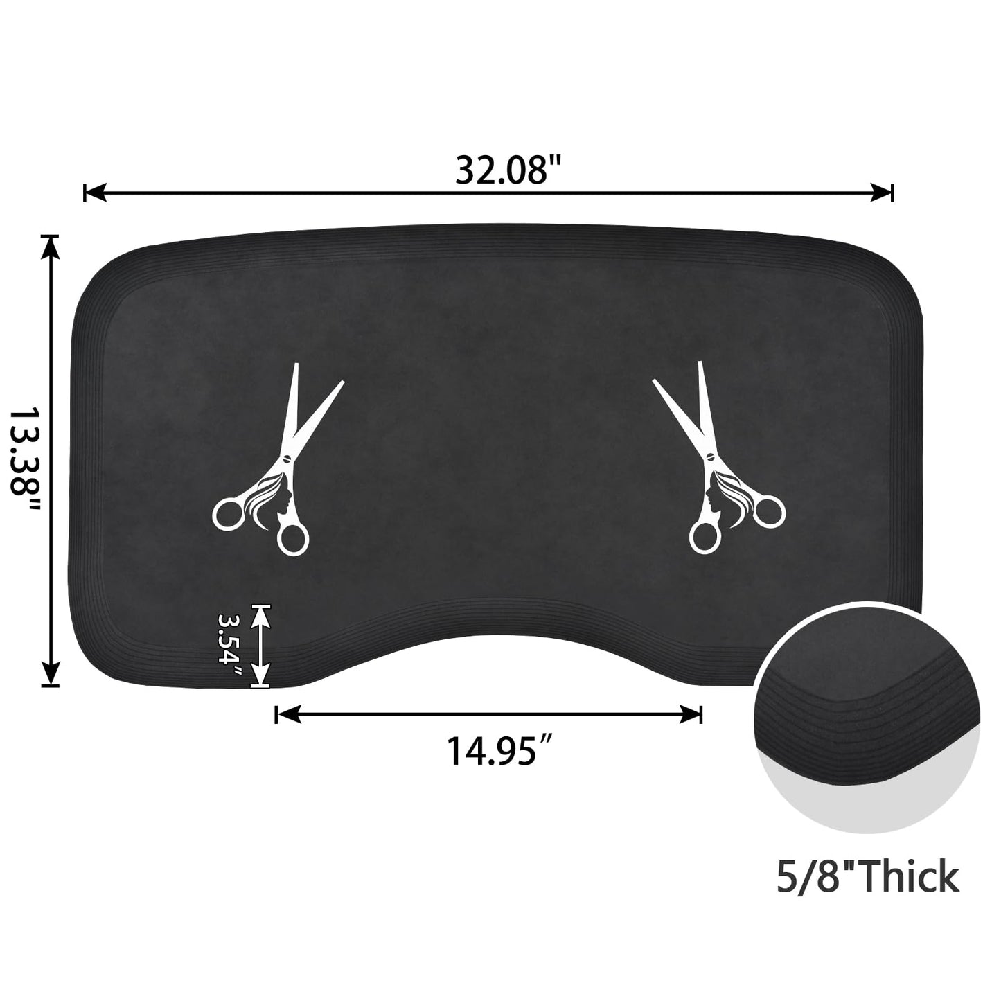 Amcomfy Anti Fatigue Salon Mat for Hair Stylist Anti-Slip Antique Series Salon & Barber Shop Chair Floor Mat (17''x32'' x 5/8'',Scissors)