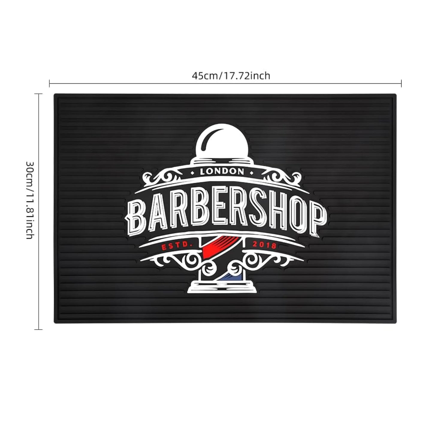 BarberTop Anti-Slip Flexible Rubber Barber Mat for Stations - 11.81 x 17.72 inches, Protects Countertop & Sink Area, Ideal for Scissors & Salon Tools (Black)