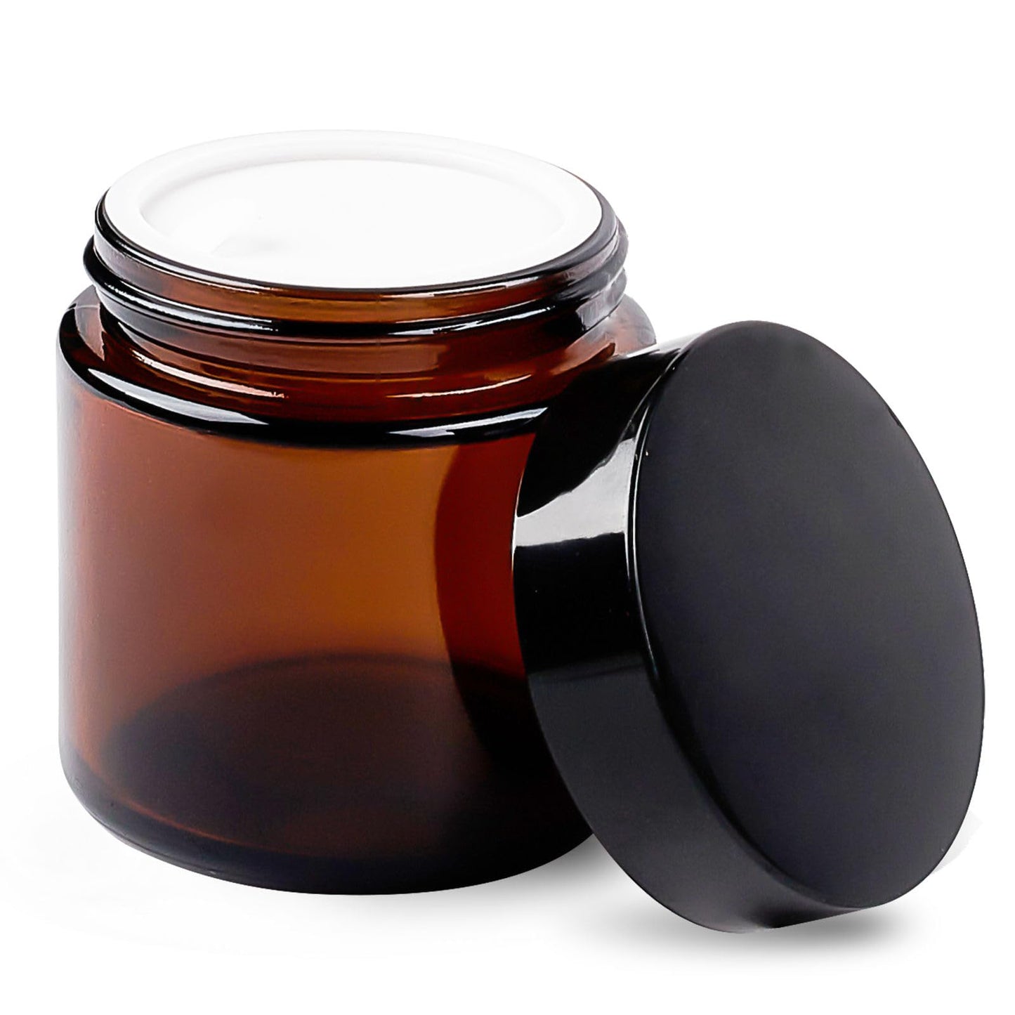 4 Oz Glass Jars with Lids, 12 Pack Thick Amber Glass Jar with Inner Lid and Black Lid, Leakproof Round Airtight Empty Cosmetic Containers for Lotion Cream Body Butter and Candle Making