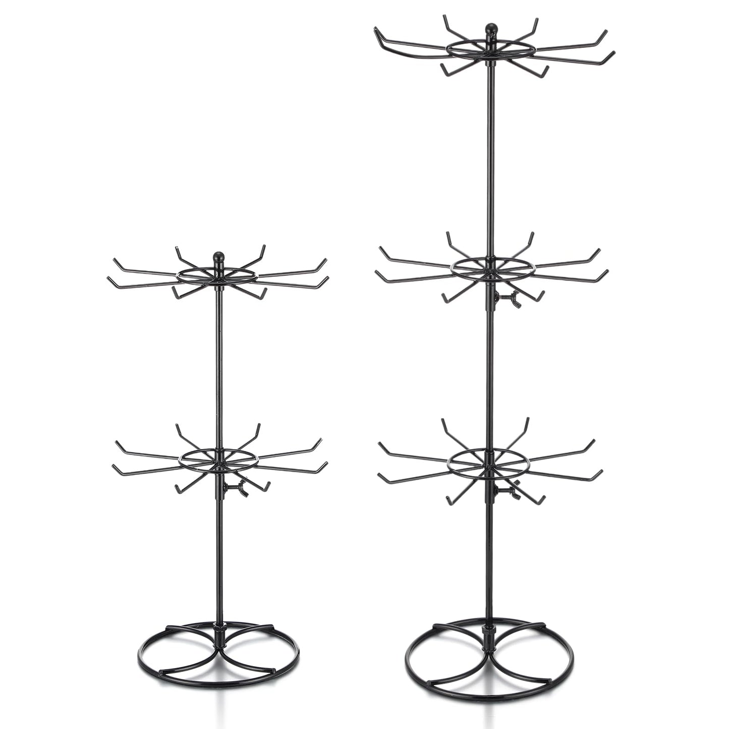 Tandefio 2 Pcs Rotating Display Stands 2 Tier and 3 Tier Metal Retail Rack Spinning Holder for Jewelry Bracelet Earring Keychain Display Vendor Events Supplies