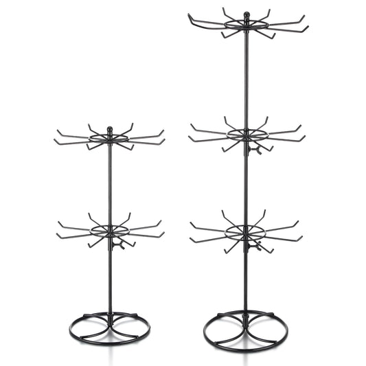 Tandefio 2 Pcs Rotating Display Stands 2 Tier and 3 Tier Metal Retail Rack Spinning Holder for Jewelry Bracelet Earring Keychain Display Vendor Events Supplies