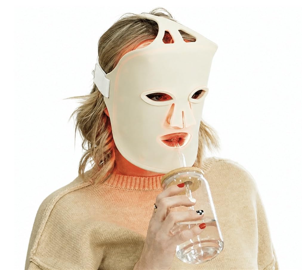 Fringe Red Face Mask, Both Red 660nm and Infrared 850nm for Rejuvenation & Blue 415nm for Blemishes, Beauty Mask, for Fine Lines and Wrinkles, 234 LED Lights