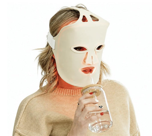 Fringe Red Face Mask, Both Red 660nm and Infrared 850nm for Rejuvenation & Blue 415nm for Blemishes, Beauty Mask, for Fine Lines and Wrinkles, 234 LED Lights