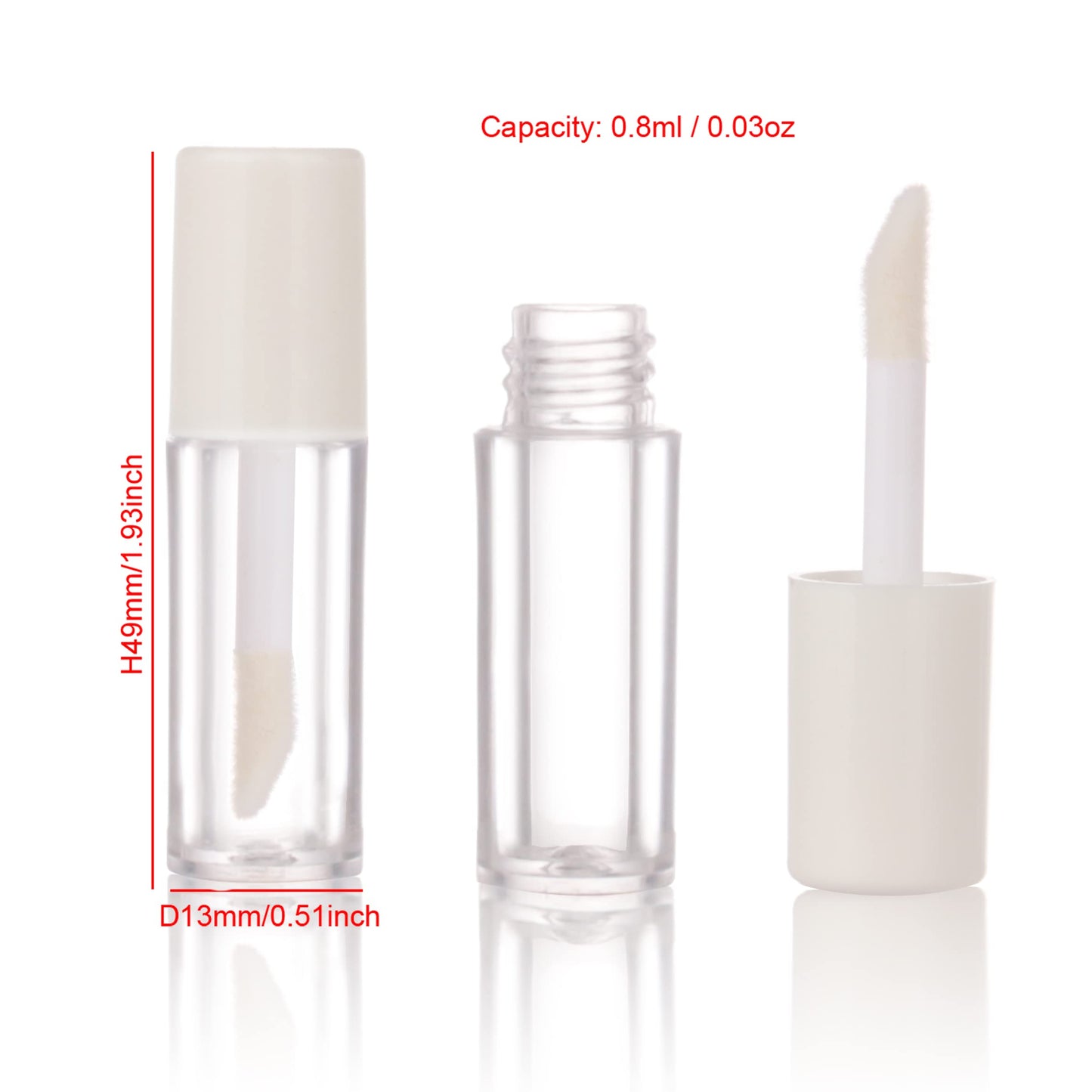 COSIDEA 52pcs Empty White 0.8ml mini lip gloss tubes Sample size lipgloss containers for sample sack lip oil DIY