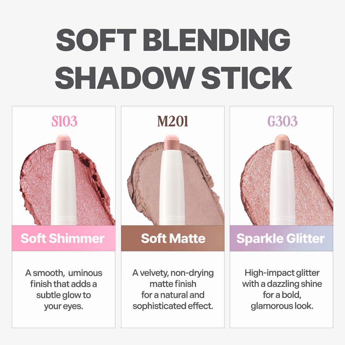 CLIO Soft Blending Eyeshadow Stick - Long Lasting, Matte, Shimmer & Glitter Finishes, Built-in Brush for Easy Blending, Coconut-Derived Ester Oil Infused (M201 CASHMERE MUTE)