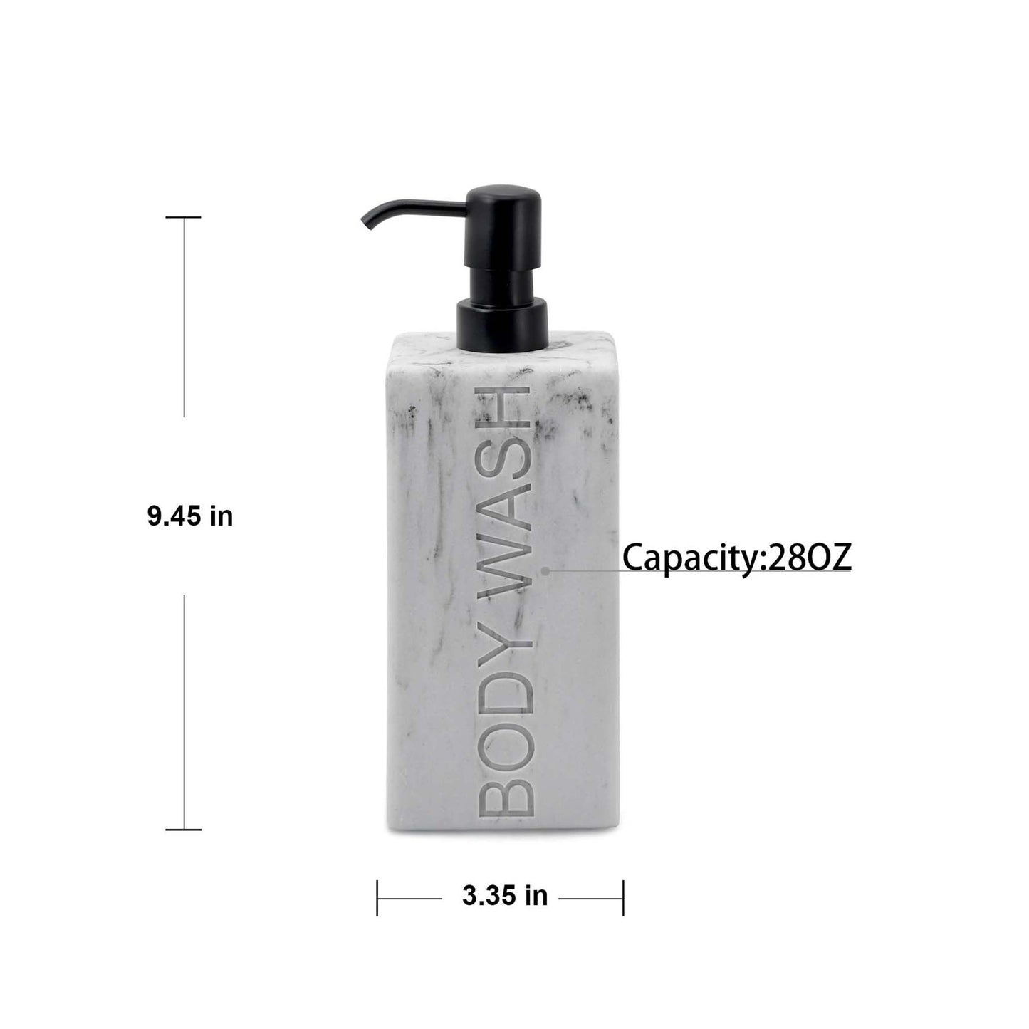 Indecor Home Rectangular Resin Dispenser Premium Bathroom Shampoo Conditioner Body Wash Bottle Modern Refillable Pump Design