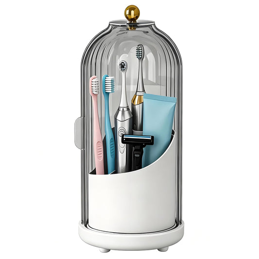 JEESA Dustproof Toothbrush Holder Organizer with Drainage, Grey