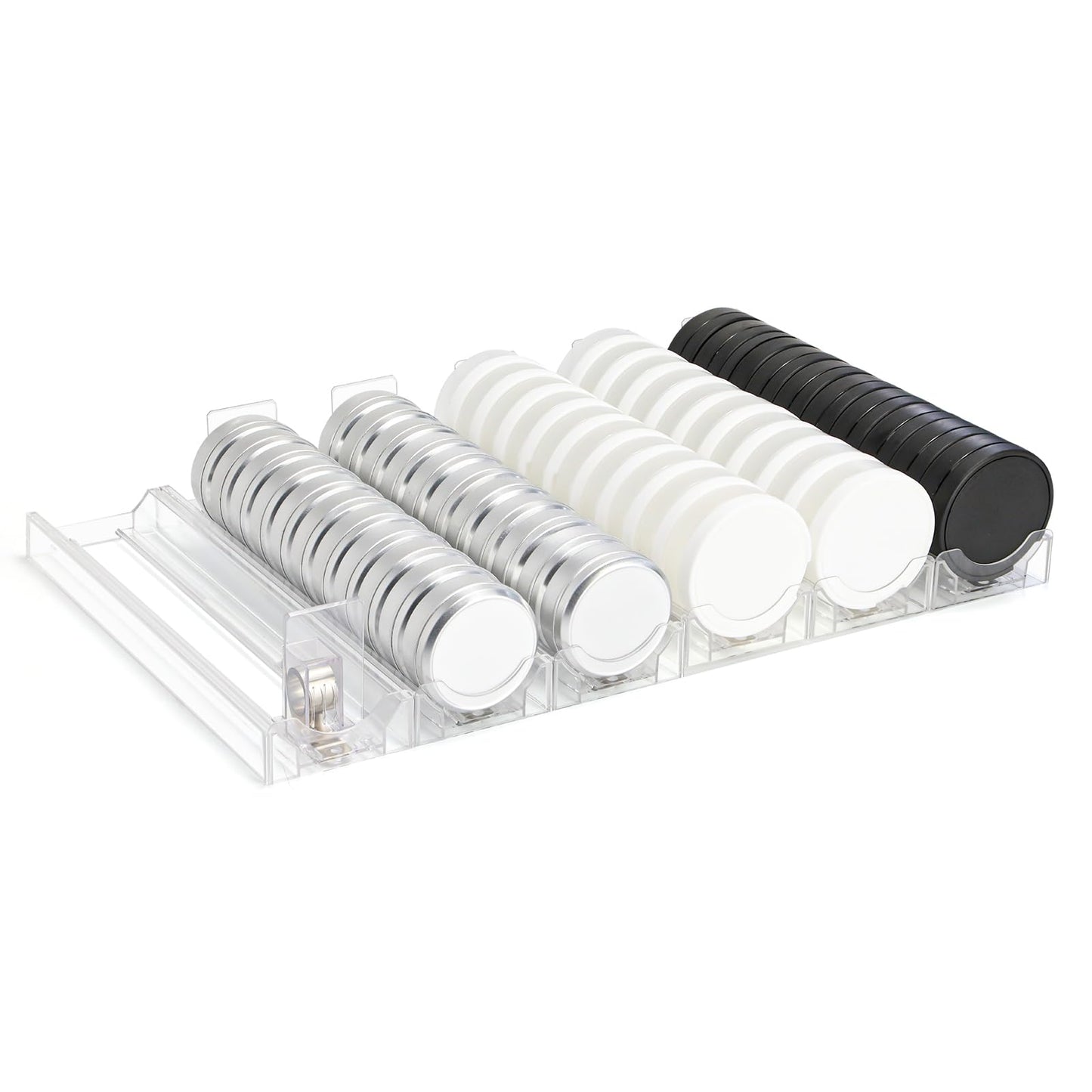 Snus Organizer for Stores，Snus Pusher ，Automatic Spring-Loaded Round-Jar Shelf Pusher，Circular Chewing Gum Display Holder（6 Pieces）