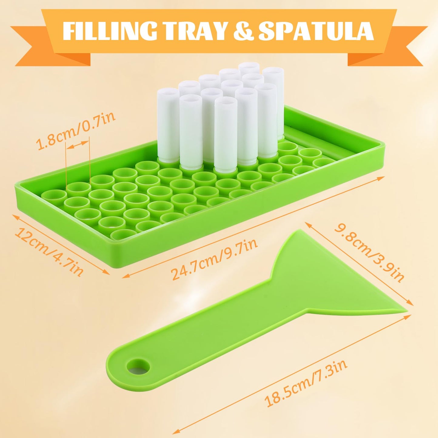 ABuff 200 Pcs Lip Balm Tubes 5g Empty Plastic Lip Gloss Balm Containers with Filling Tray and Spatula, White Empty Chapstick Tubes for DIY Homemade Lipsticks, Solid Perfume