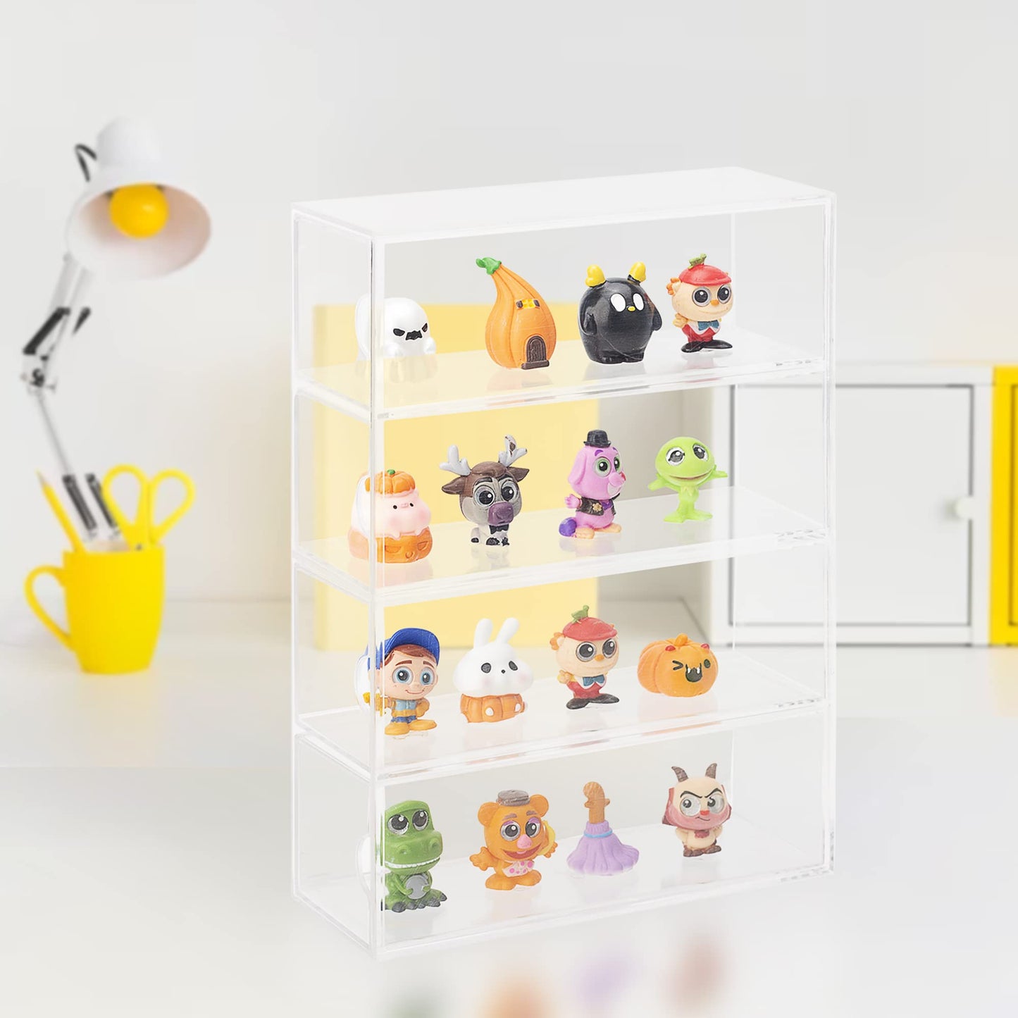 JOYMOMO Clear Display Case 4 Layer Mini Action Storage Box Cabinet Organizer for Mini Toys(Mini Toys are Not Included)