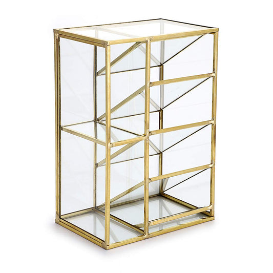 Hipiwe Vintage Gold Metal Desk Organizer - Glass Make up Brushes lipstick Holder Dresser Organizer Pen Pencil Storage Holder for Home Office Supplies (6 Compartment)