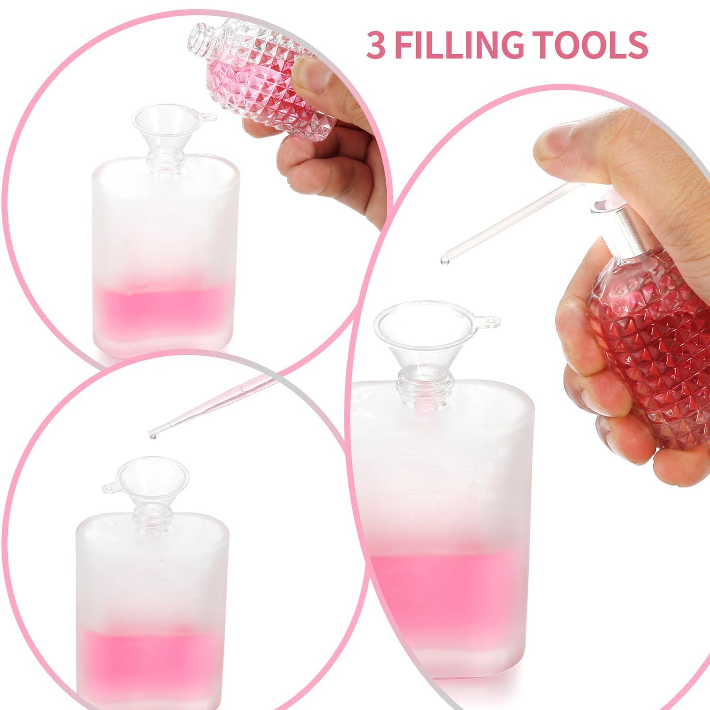 Jxcmeng 4 Pack 100ml/3.38 Oz Empty Frosted Glass Spray Bottle Perfume Atomizer, Refillable Spray Empty Perfume Bottles Fine Mist Atomizer Cosmetic Container for Travel (4 Pcs 100ml Frosted Bottles)