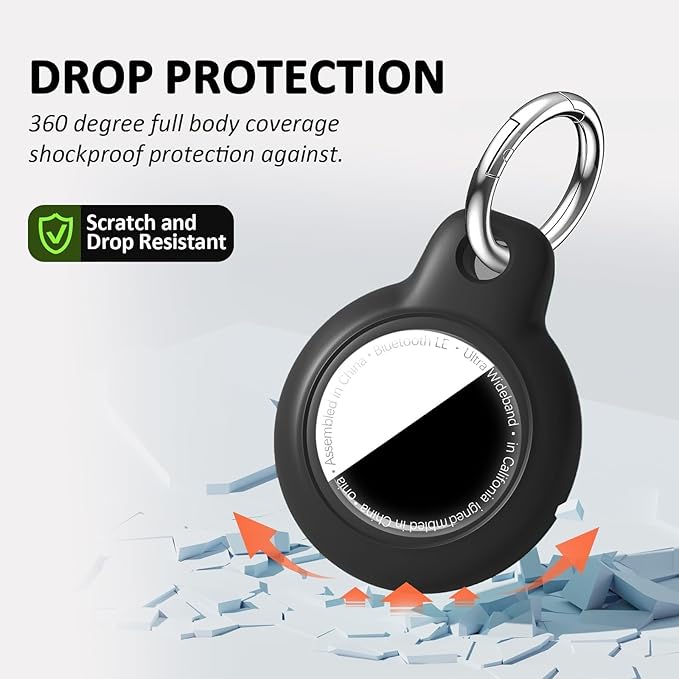 [4 Pack] Upgrade for Airtag Holder Case, Waterproof Anti-Scratch & Shock GPS Cover, Accessories for GPS Item Tracker Cases for Backpacks, Luggages, Black/Blue/Orange/Red