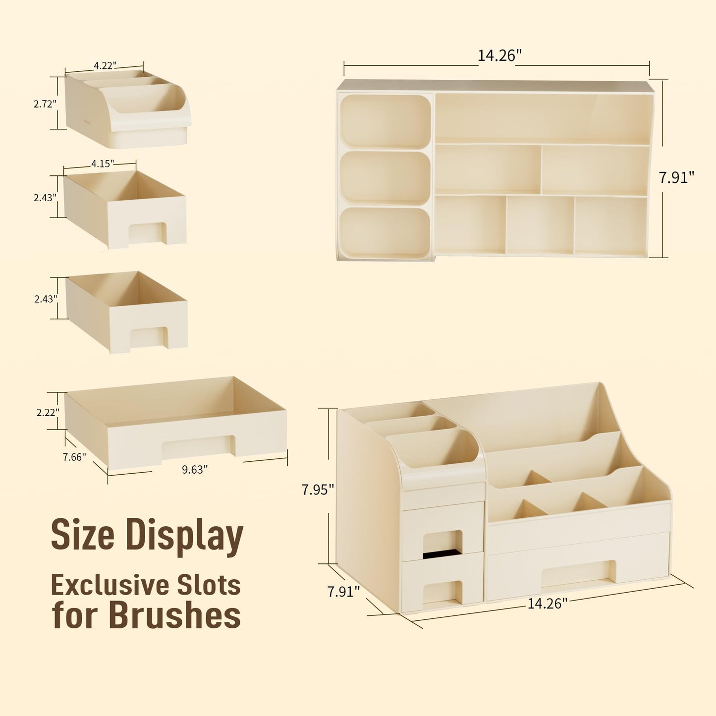 Mriluvy Makeup Organizer with Drawers,Large Cosmetic Storage Box,Countertop Skincare Organizer,ABS Makeup Brush Holder for Bathroom,Desk,Dresser,Multifunctional Beauty Display Case,Cream