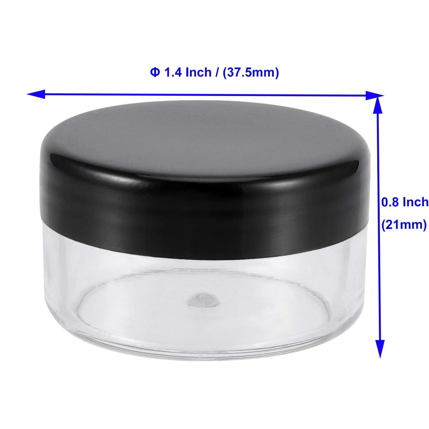 KOHAND 150 Pieces 10 Gram Plastic Cosmetic Sample Containers Jars with Black Lids, BPA Free, Small Lip Balm Containers, Clear Empty Lip Scrub Container for Creams and Lotions