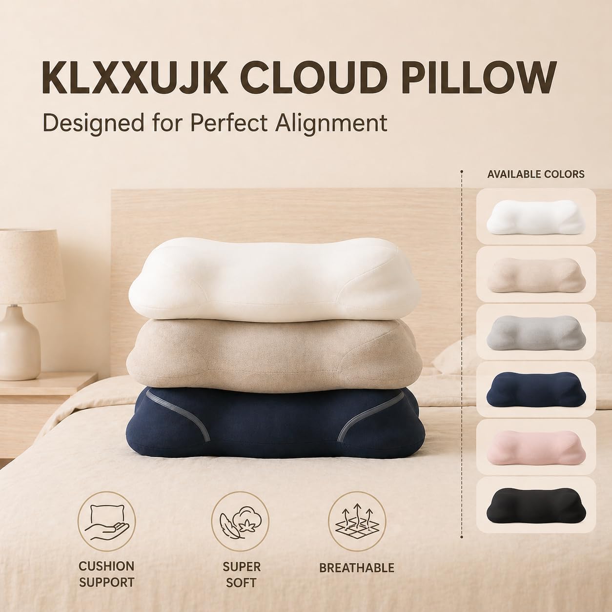 Mellow Cloud Pillow, 𝐍𝐨𝐭 𝐌𝐢𝐧𝐢 26.38x14.57x3.94 in Size,Ergonomic Memory Foam Pillow,Stable support for Cervical Neck,Cooling Breathable Pillowcase,Cervical Neck Pain Relief for Side Sleepers