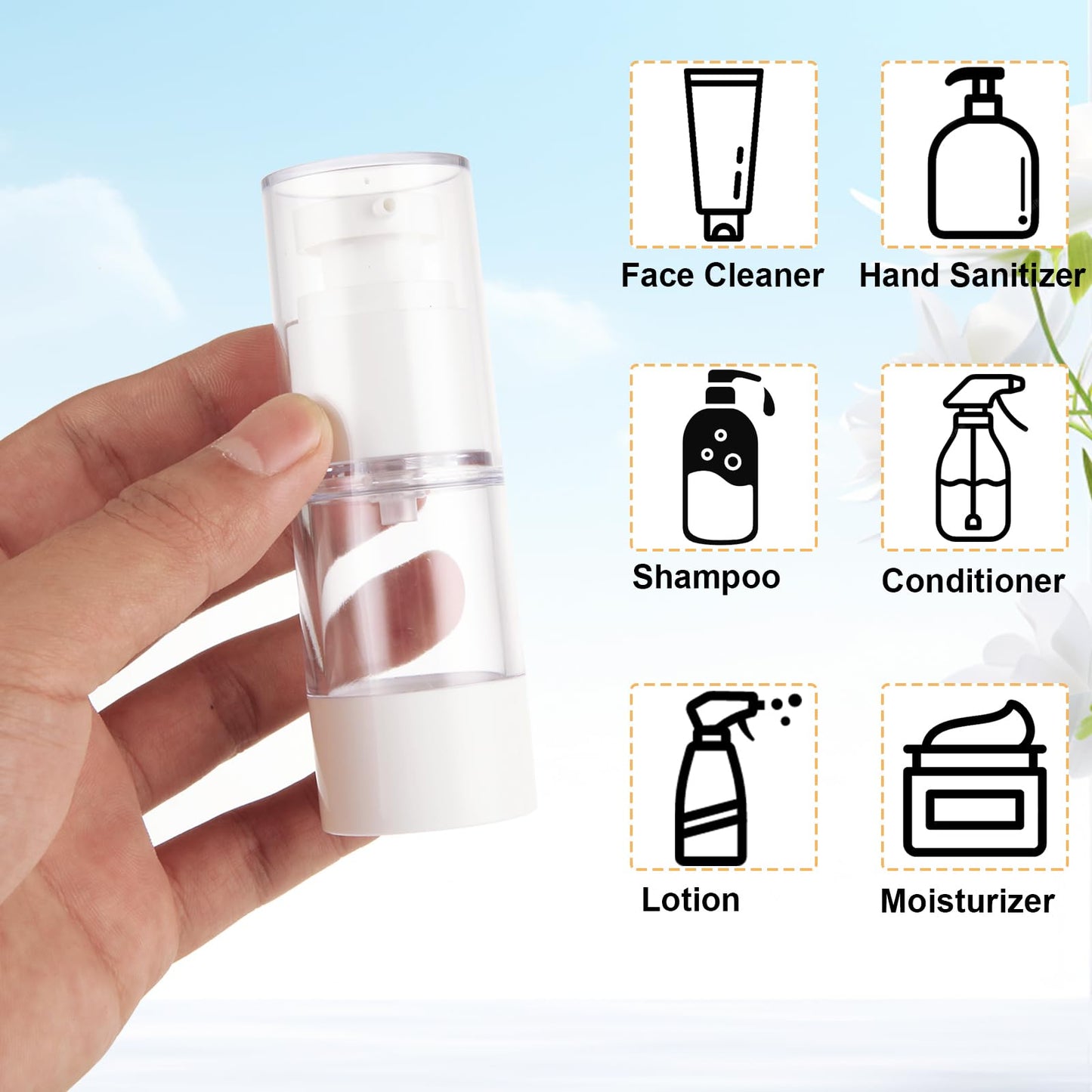 SENENQU 40 PCS 0.5 Oz 15ml Airless Pump Bottles Travel Size Empty Pump Bottle Lotion Container Refillable Cosmetic Pump Dispensers for Foundation Moisturizer Shampoo Toiletry