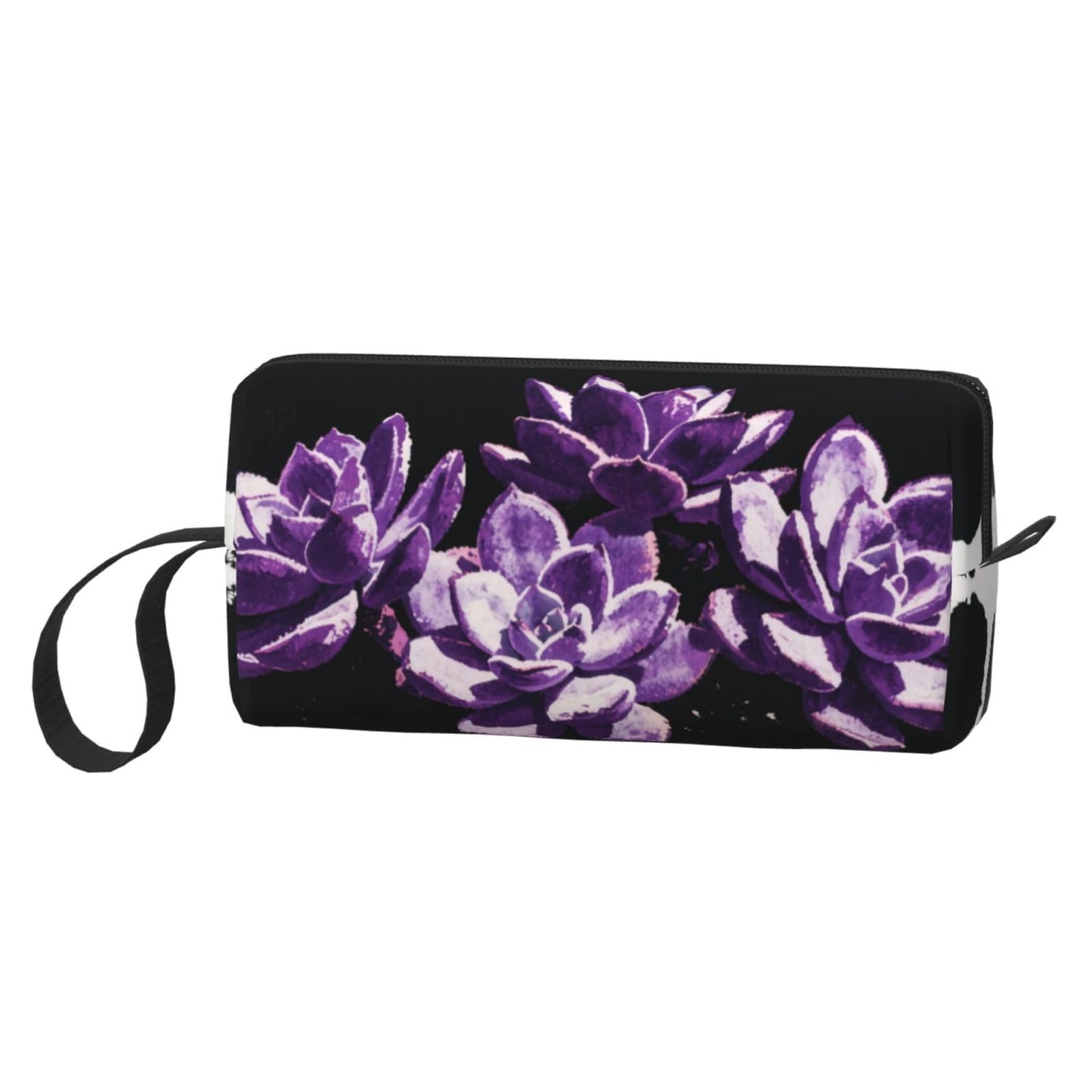 OLUSENMO Purple Succulent Makeup Bag Small Compact & Durable Travel Cosmetic Bag Organizer Oxford Fabric Impact-Resistant Multi-Purpose Storage Perfect for Travel, Gym, Daily Use